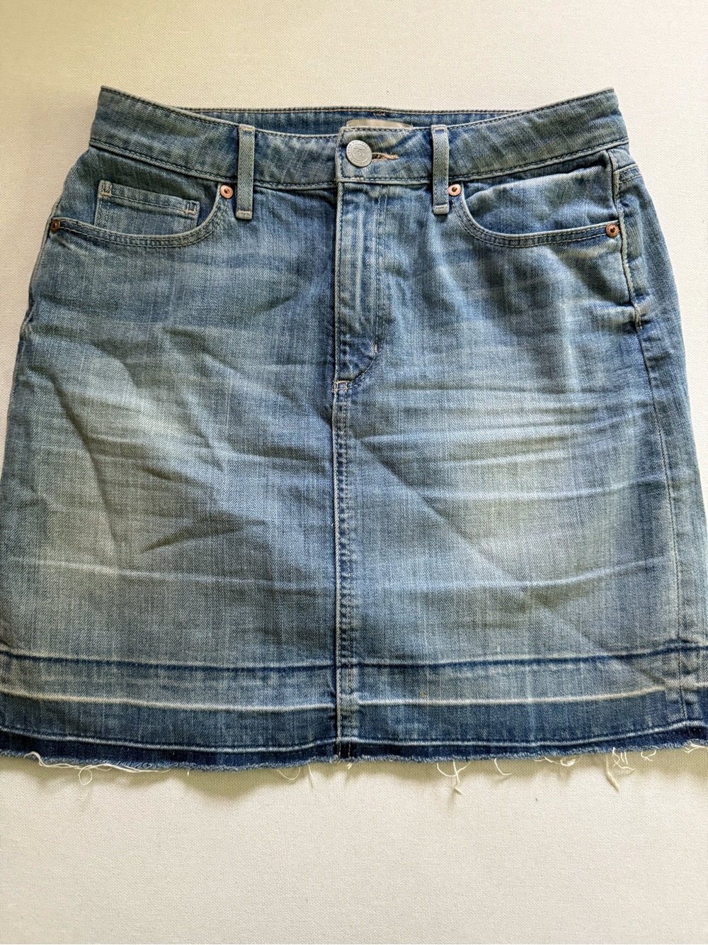 LOFT Light Blue Washed Denim Mini Skirt